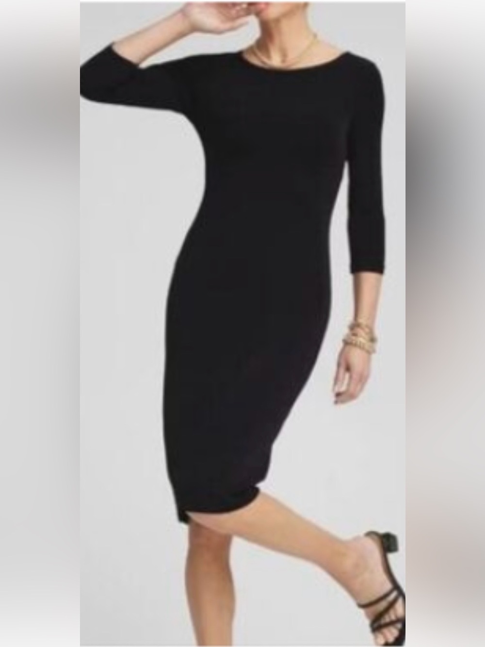 Chico’s little Black Dress minimalist shift 3/4 sleeves Sz‎ M / 8
